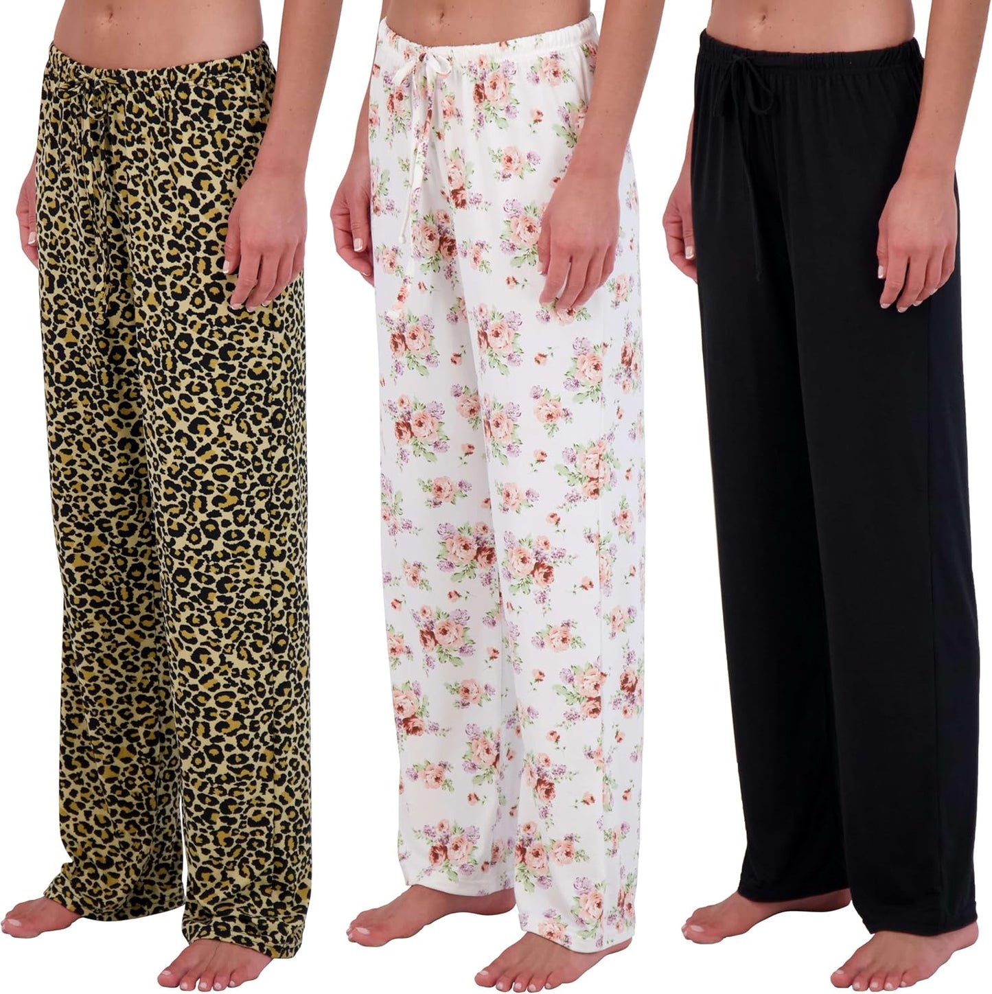Ultra-Soft Comfy Pajama Lounge Pants for Women - 3 Pack