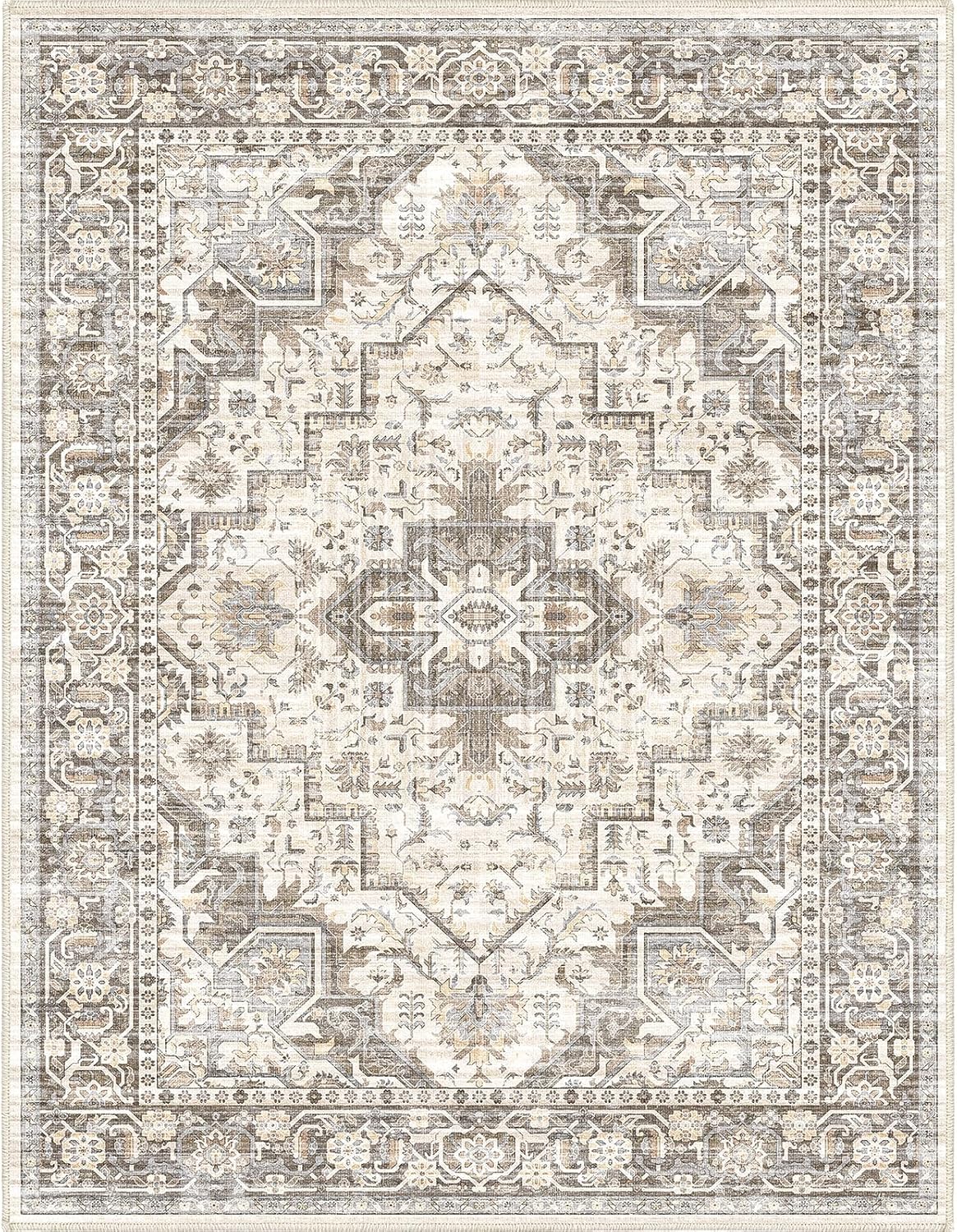 Vintage Design Area Rug 10ftx13ft - Machine Washable Soft Rugs