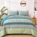 Boho Quilt Set King Size Aqua by WONGS BEDDING for All Seasons