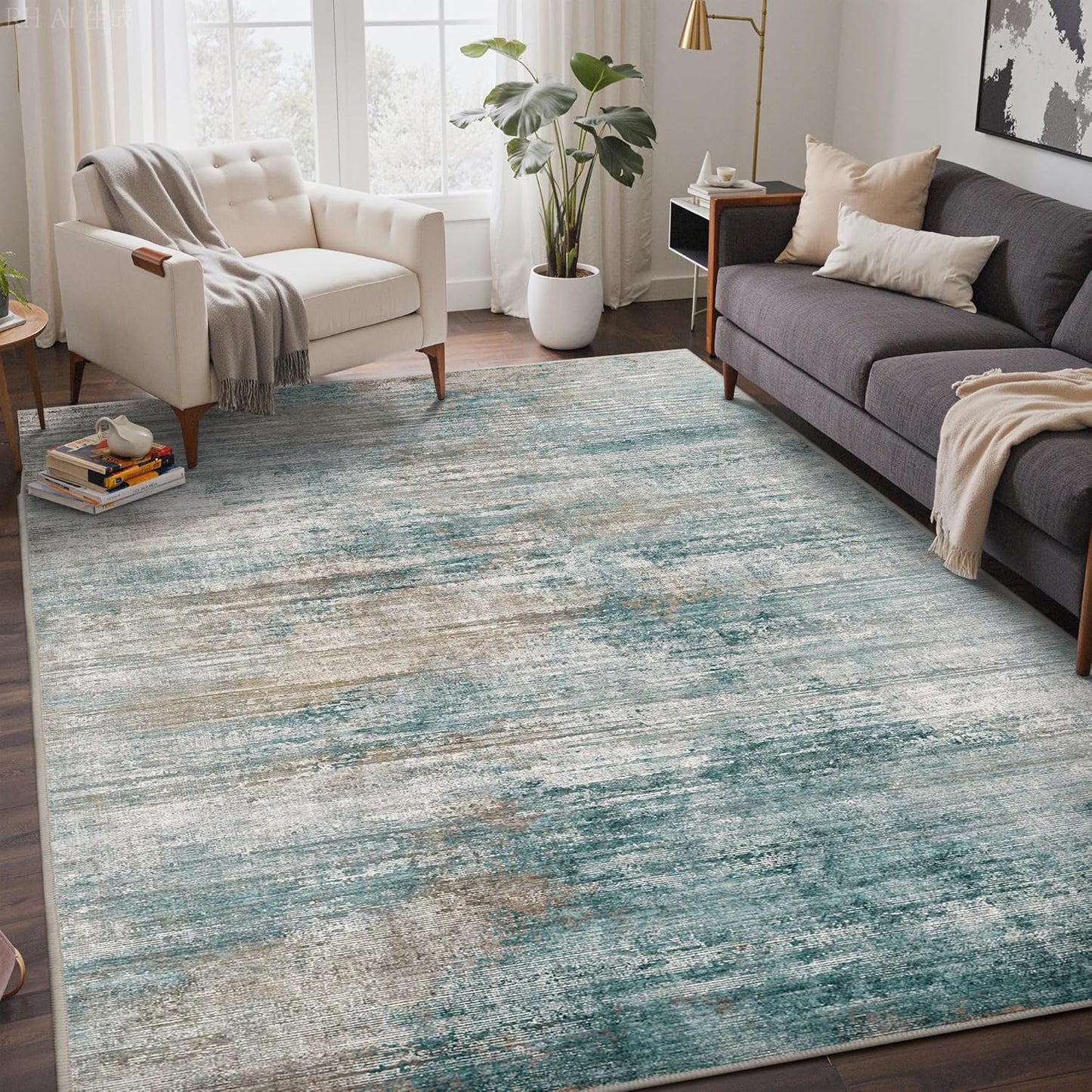 Bavni Washable Rug - Soft Abstract Non-Slip Area Rug 6x9