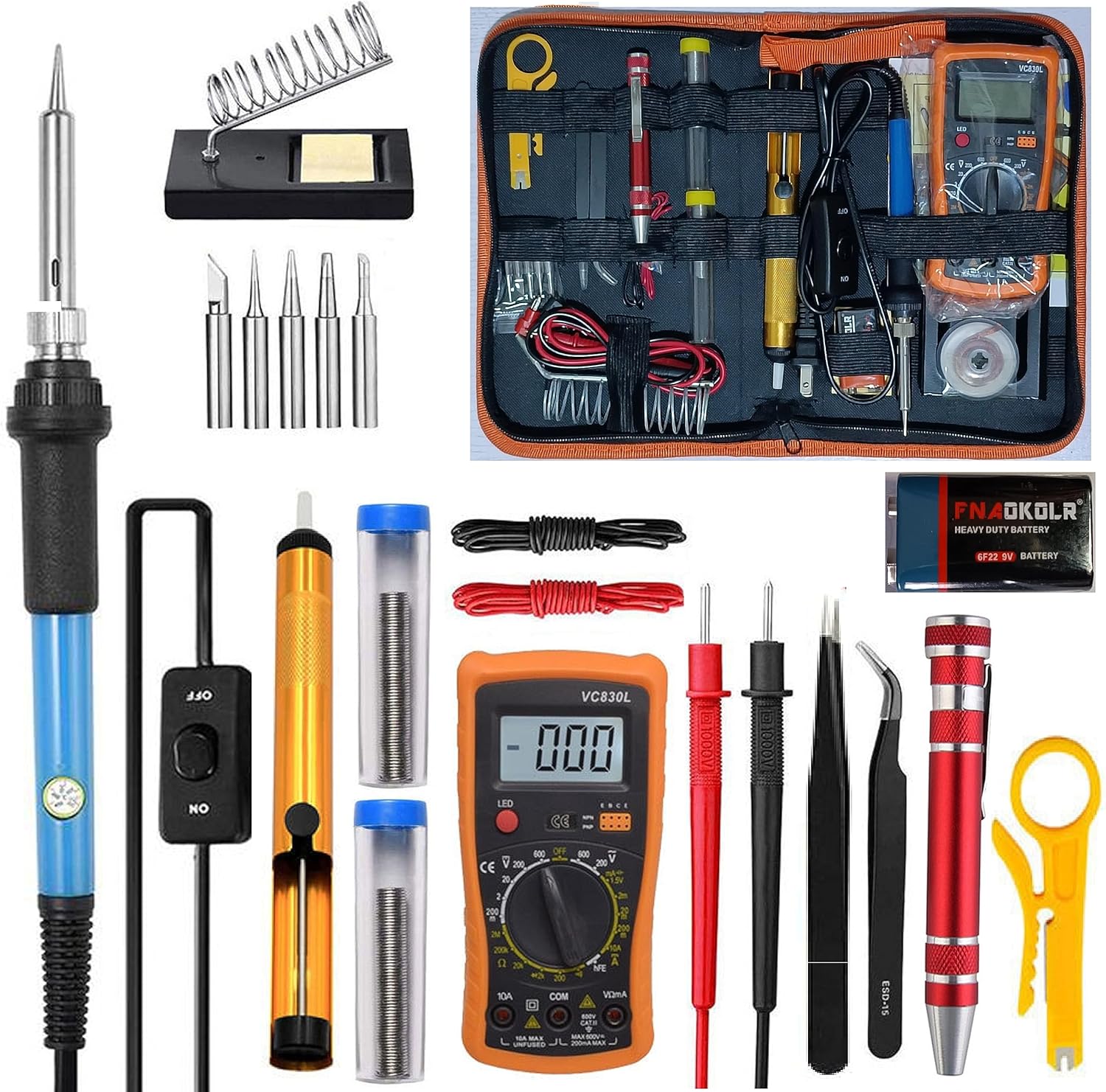 Soldering Iron Kit with Digital Multimeter for Electronics Repair