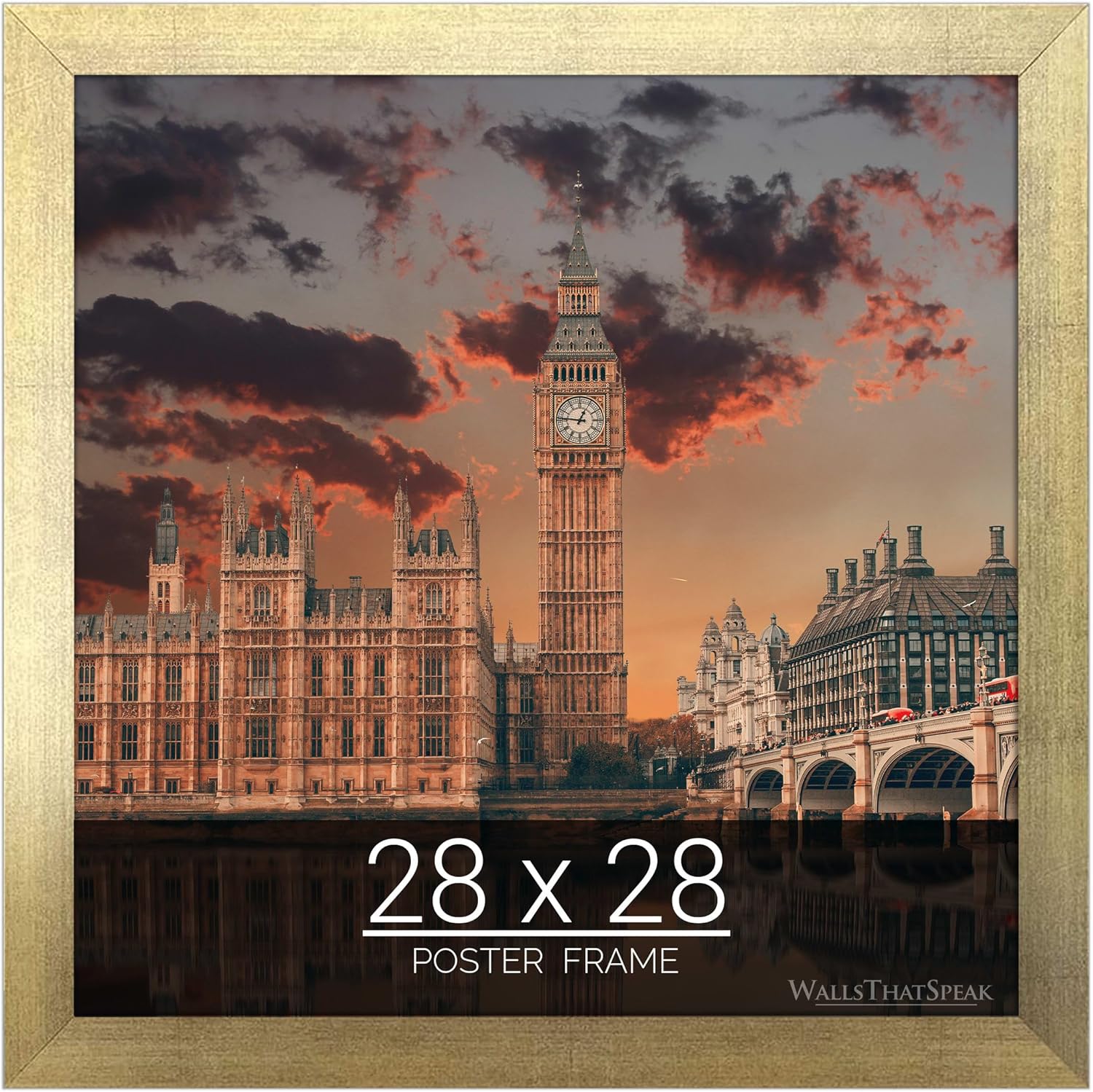 28x28 Gold Picture Frame for Puzzles, Posters, and Photos