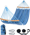 Blue Double Hammock with Curved Spreader Bar - 450lb Capacity