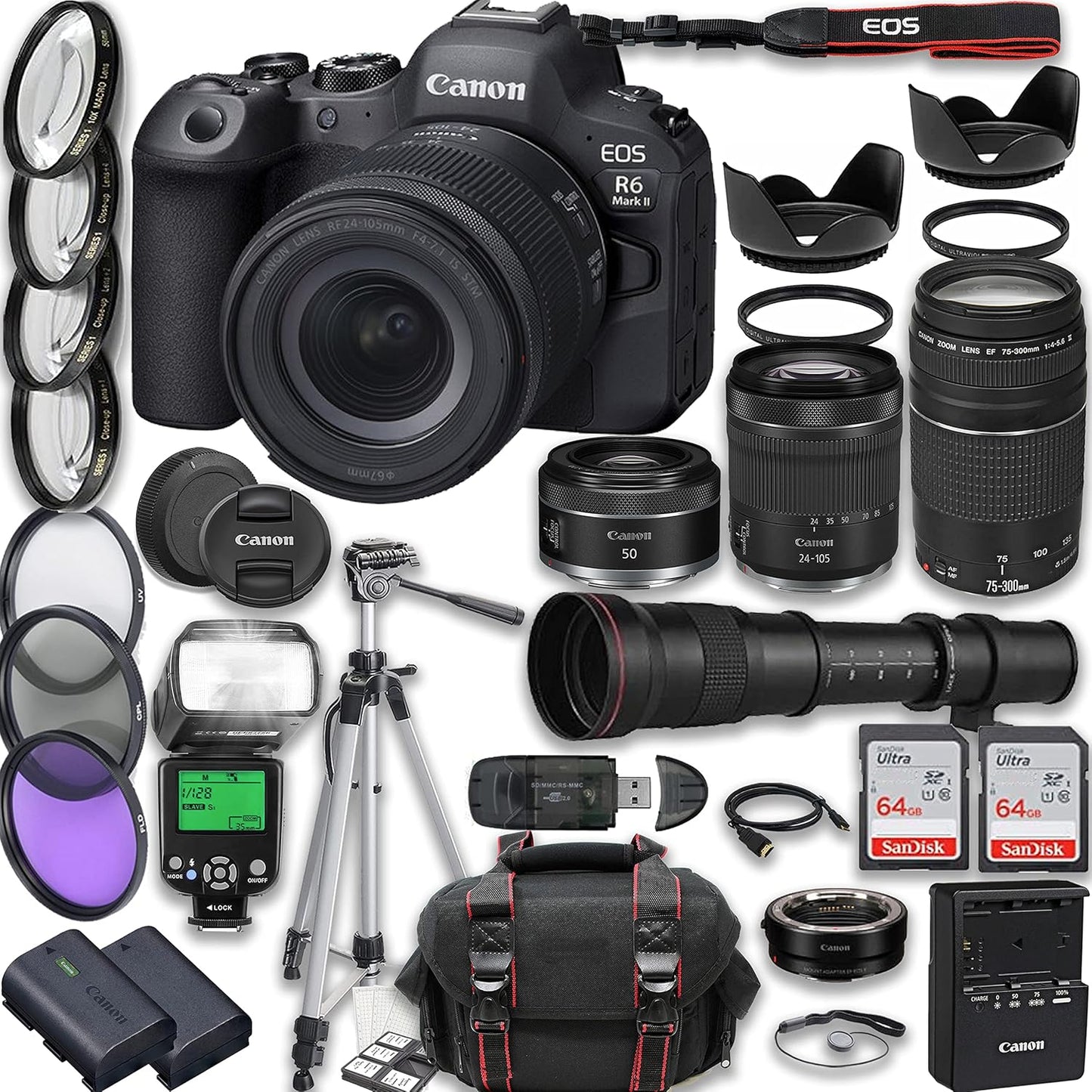 Canon EOS R6 Mark II Mirrorless Camera Bundle with Lenses and More