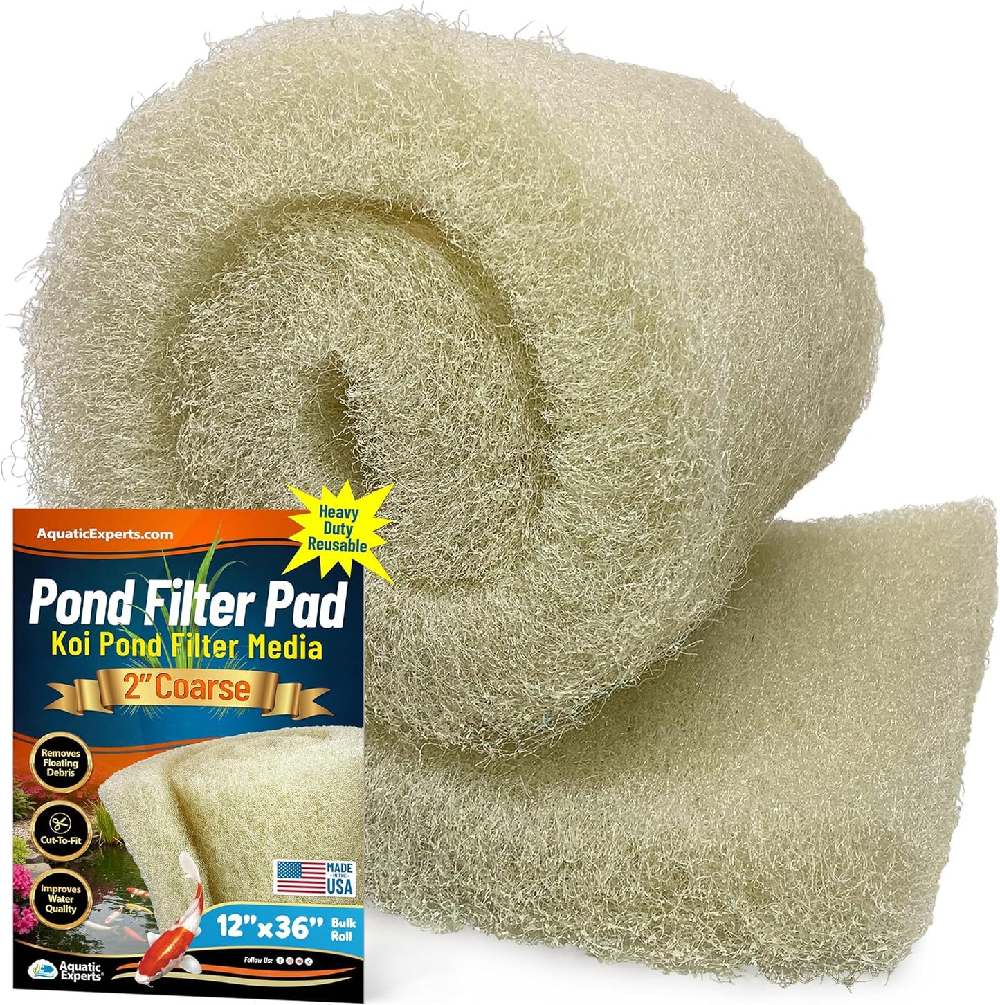 Aquatic Experts Cream Coarse Pond Filter Pad for Koi Ponds