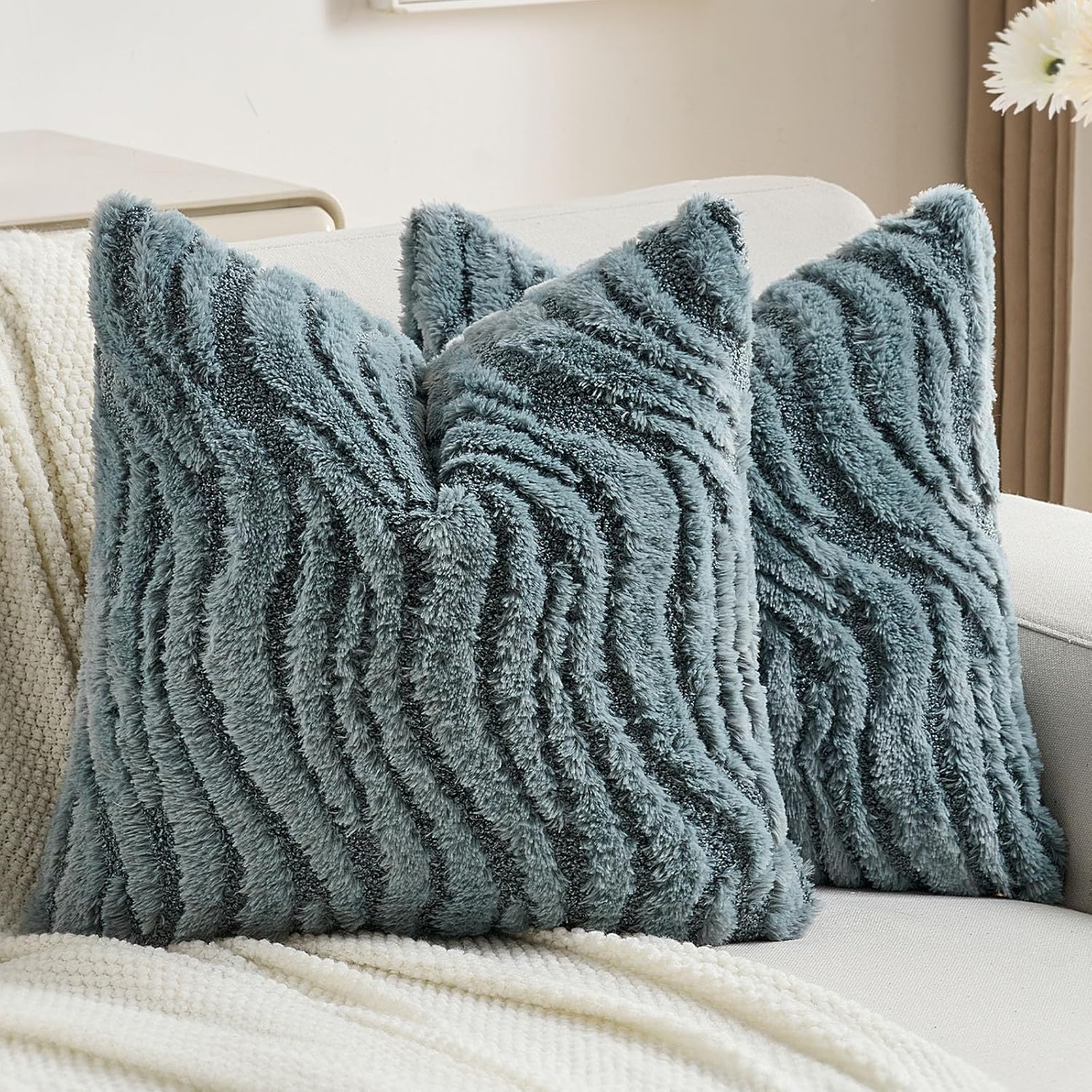 FUTEI Blue Decorative Throw Pillow Covers for Cozy Home Decor
