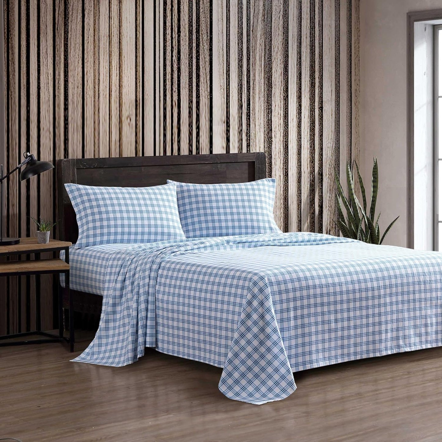 Eddie Bauer King Bed Sheets Set - Soft Cotton Flannel Bedding