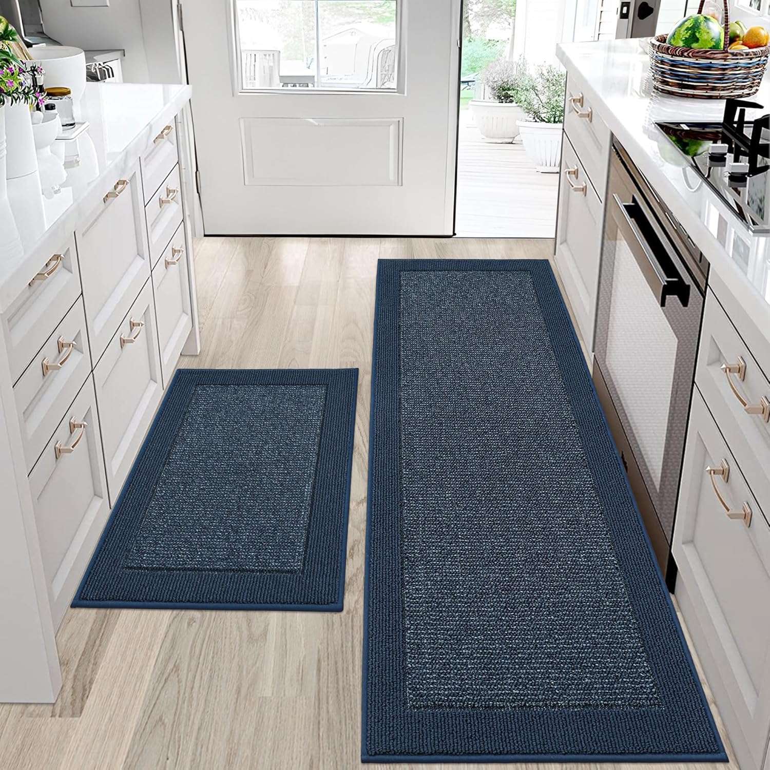BEQHAUSE Kitchen Rugs Set of 2 Non-Slip Mats for Floors