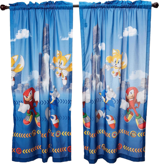 Sonic The Hedgehog Kids Room Window Curtain Panels Set 82 In x 63 In