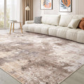 Washable Rug 9x12 Area Rug - Modern Neutral Soft Low Pile Brown