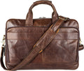 Vintage Leather Briefcase Laptop Messenger Bag for Men - Padded 15.6