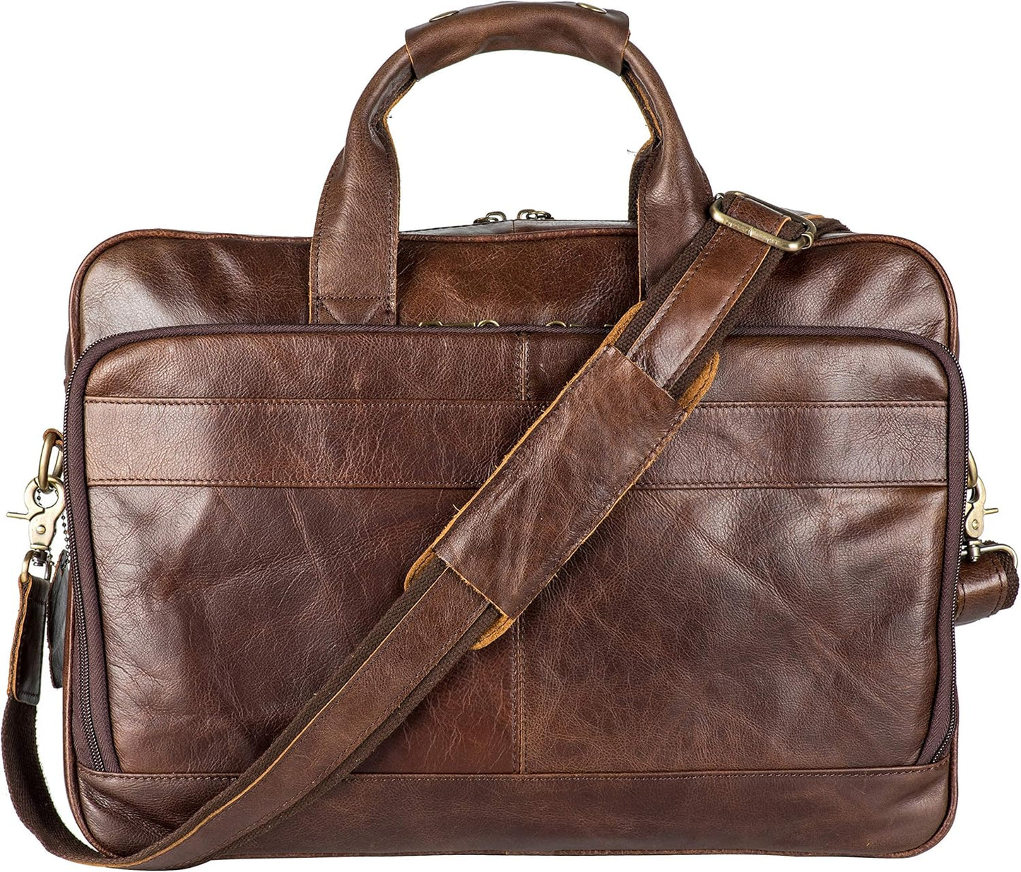 Vintage Leather Briefcase Laptop Messenger Bag for Men 15.6in