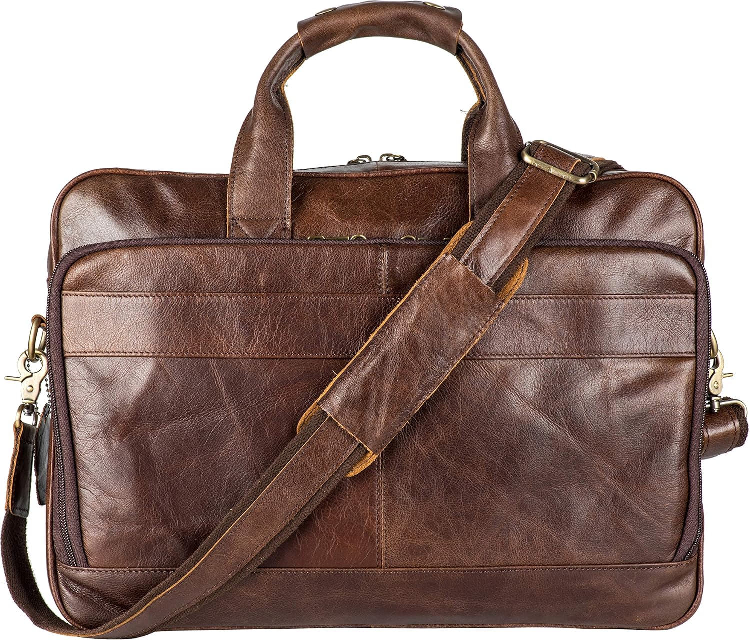 Vintage Leather Briefcase Laptop Messenger Bag for Men 15.6in