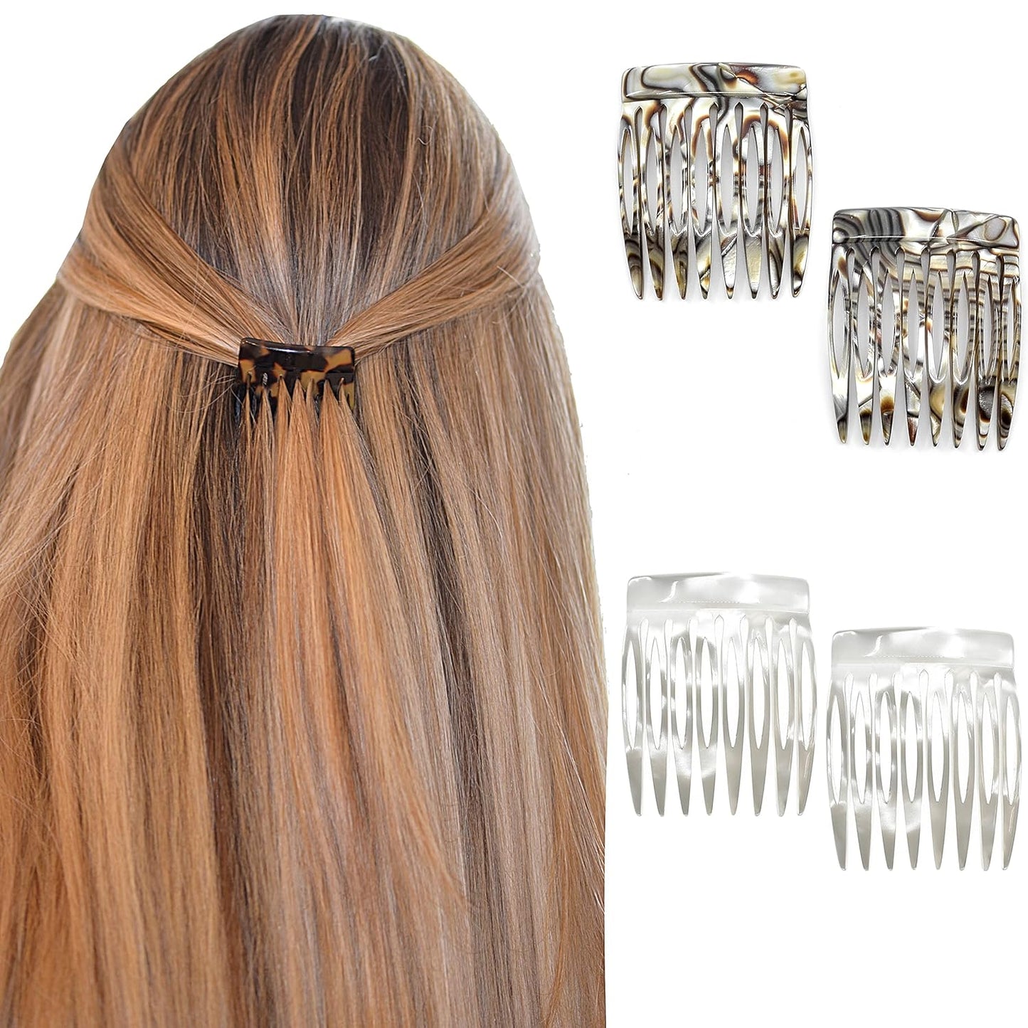 Camila Paris Onyx and Pearl French Hair Side Comb Set for Women