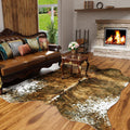 Faux Cowhide Rug 4.6 x 5.2 ft - Sturdy Cow Print Accent Rug