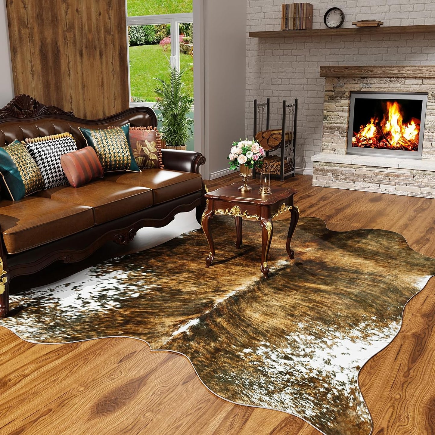 Premium Faux Cowhide Rug for Western Decor - Sturdy & Stylish