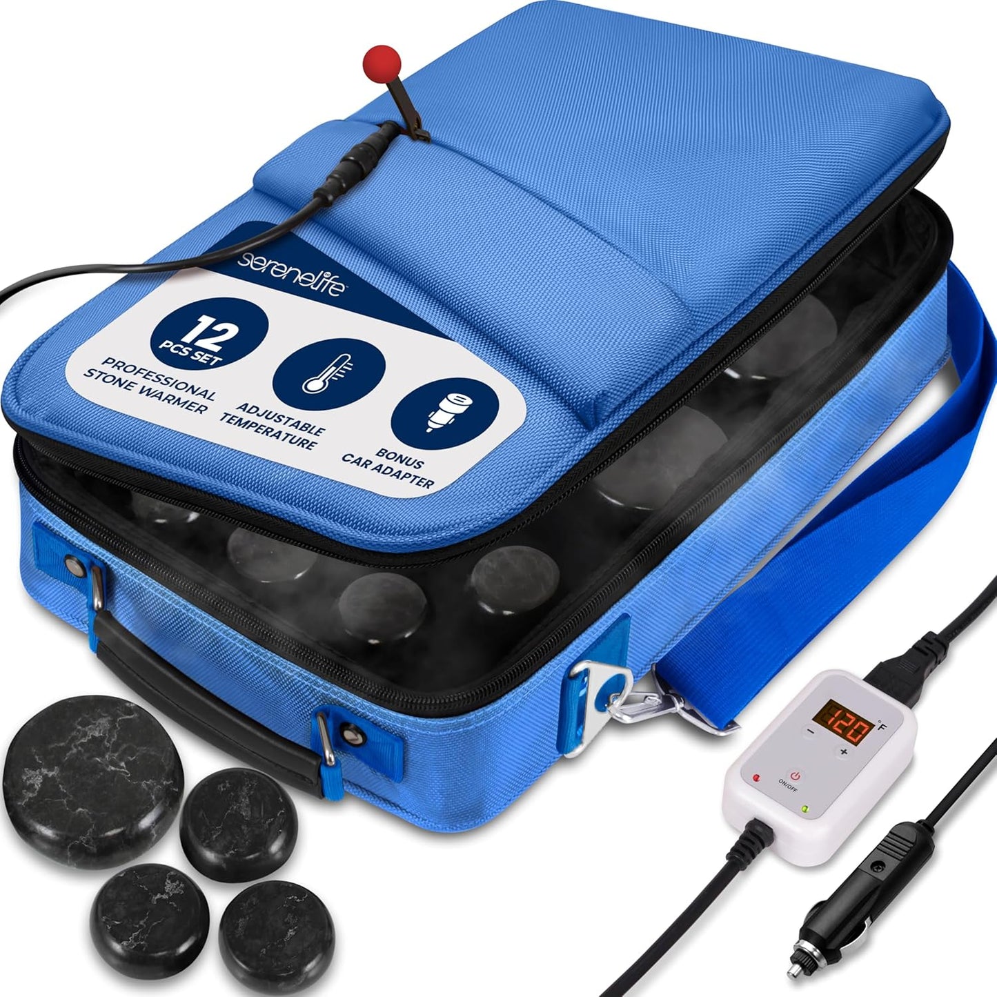 SereneLife Portable Massage Stone Warmer Set for Relaxation