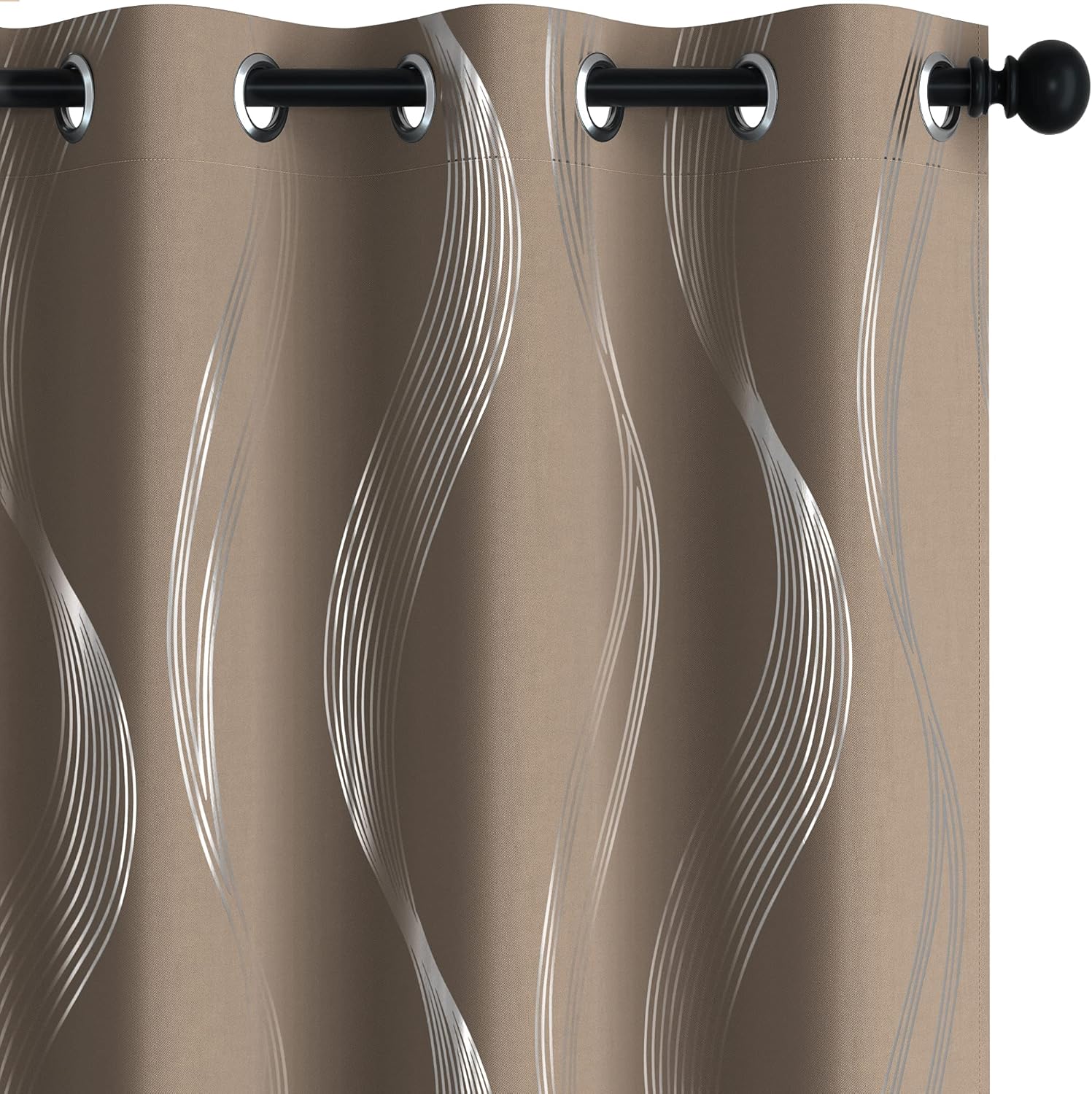 Deconovo Silver Wave Print Blackout Curtains for Cozy Living