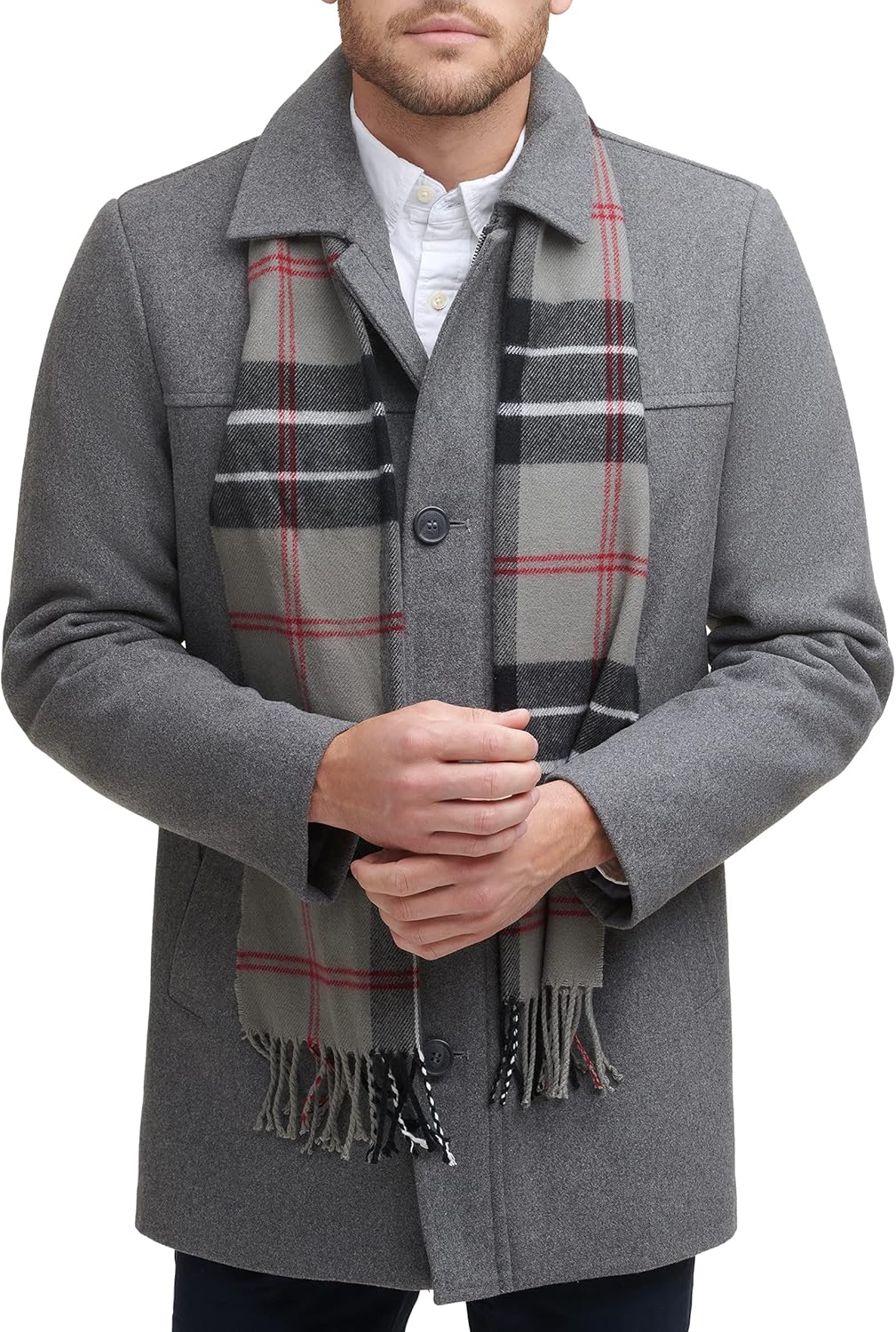 Dockers mens Weston Wool Blend Coat with Scarf for Style