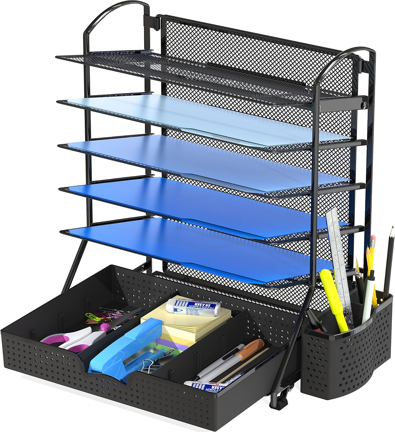 Efficient Desk File Organizer with Sliding Drawer