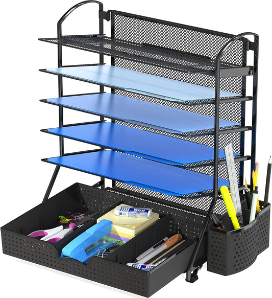 Efficient Desk File Organizer with Sliding Drawer