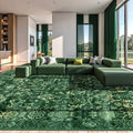 Deerly Dark Green Area Rug 10x12 - Soft Non-Slip Vintage Floral
