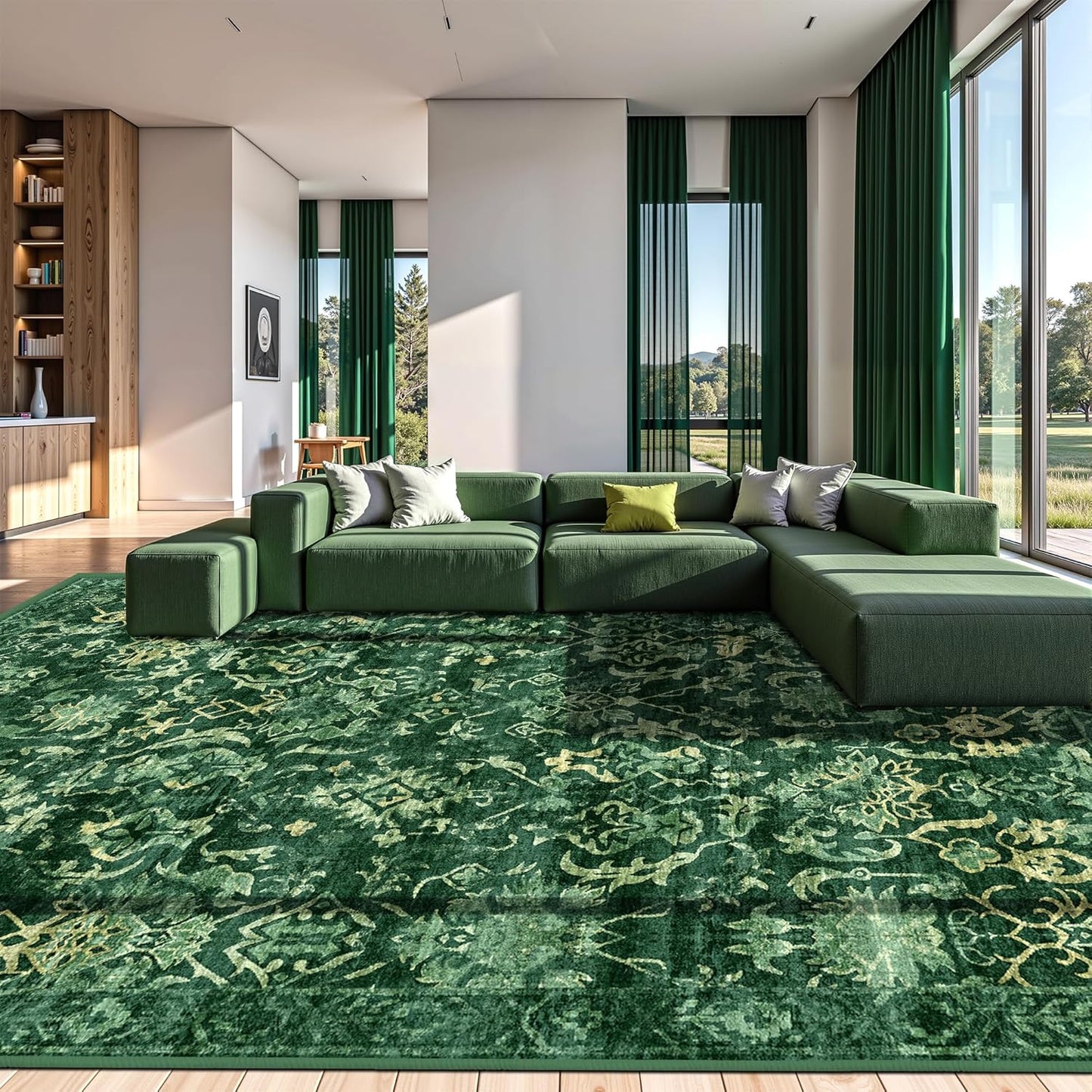 Deerly Dark Green Area Rugs 10x12 for Living Room Soft Non-Slip