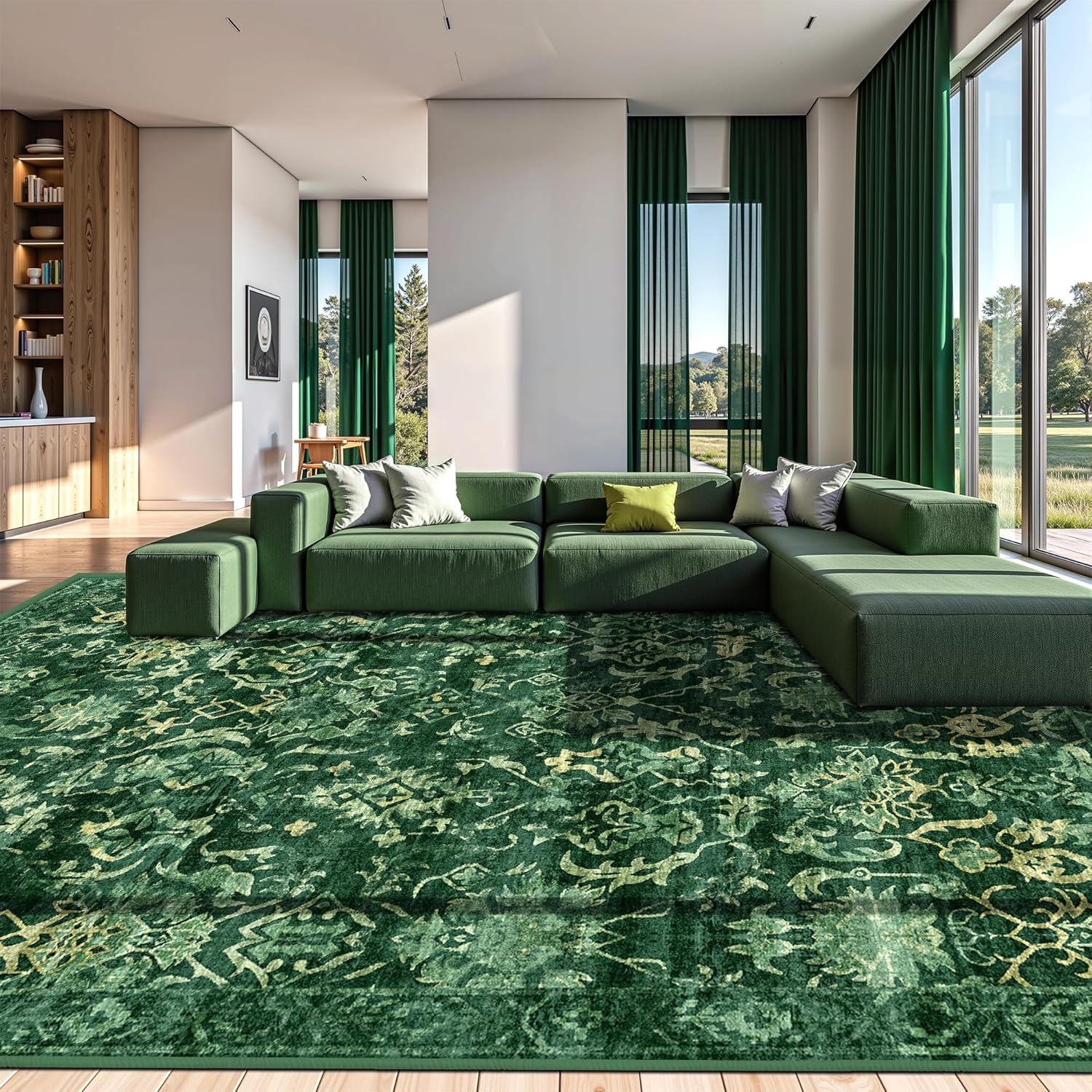 Deerly Dark Green Area Rugs 10x12 for Living Room Soft Non-Slip