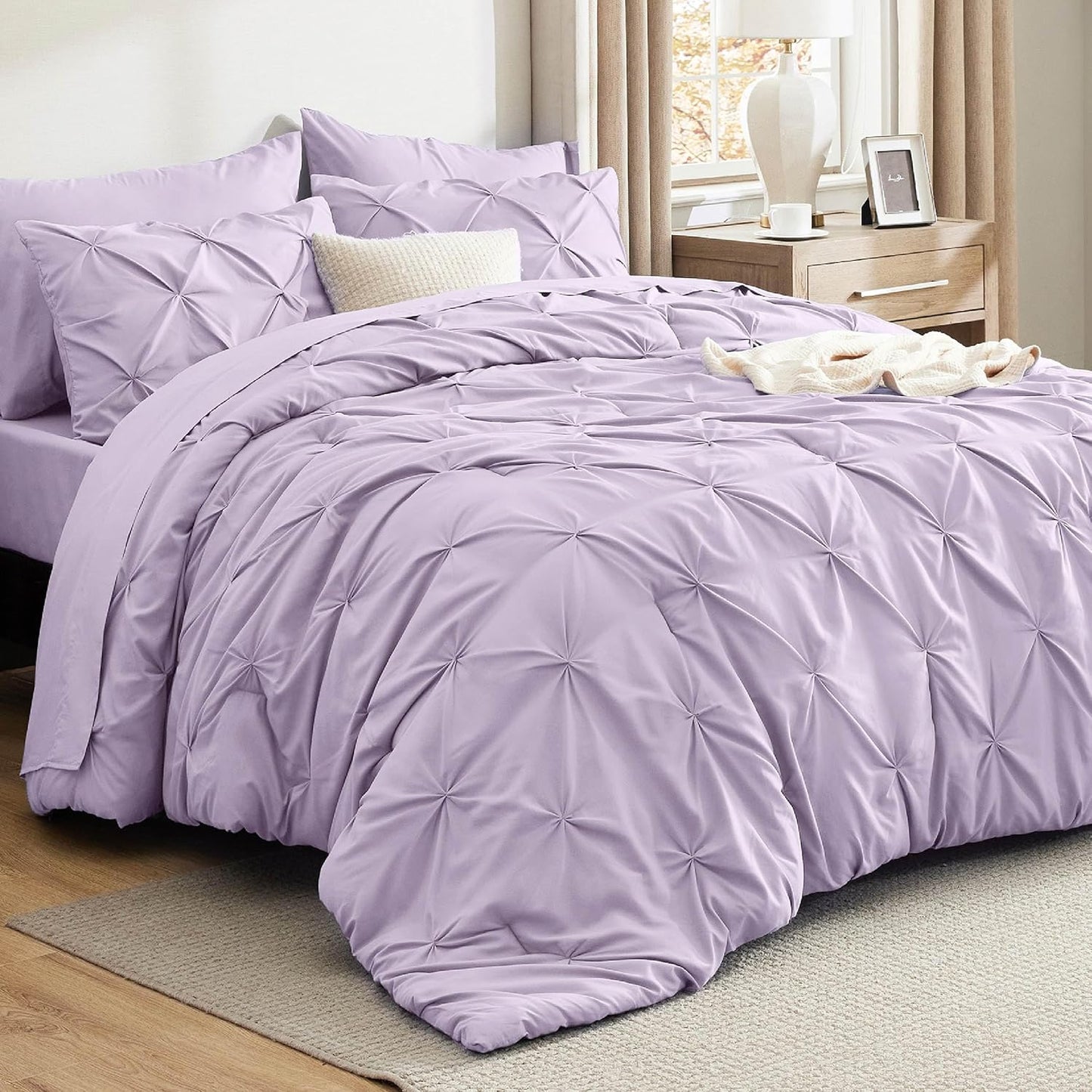 Bedsure King Size Comforter Set Light Purple - 7 Piece Luxury