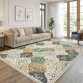 Area Rug 5x7 Moroccan Trellis Rug Beige/Taupe - Machine Washable