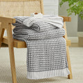 Waffle Chenille Throw Blanket Pineapple Stitch Knit - Soft Cozy 60x80