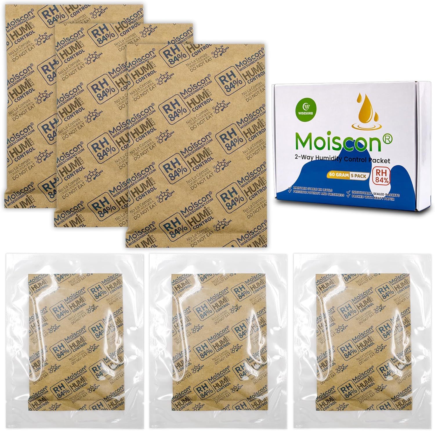 84% Humidity Control Packs for Storing 1 lb Seasoning Packets