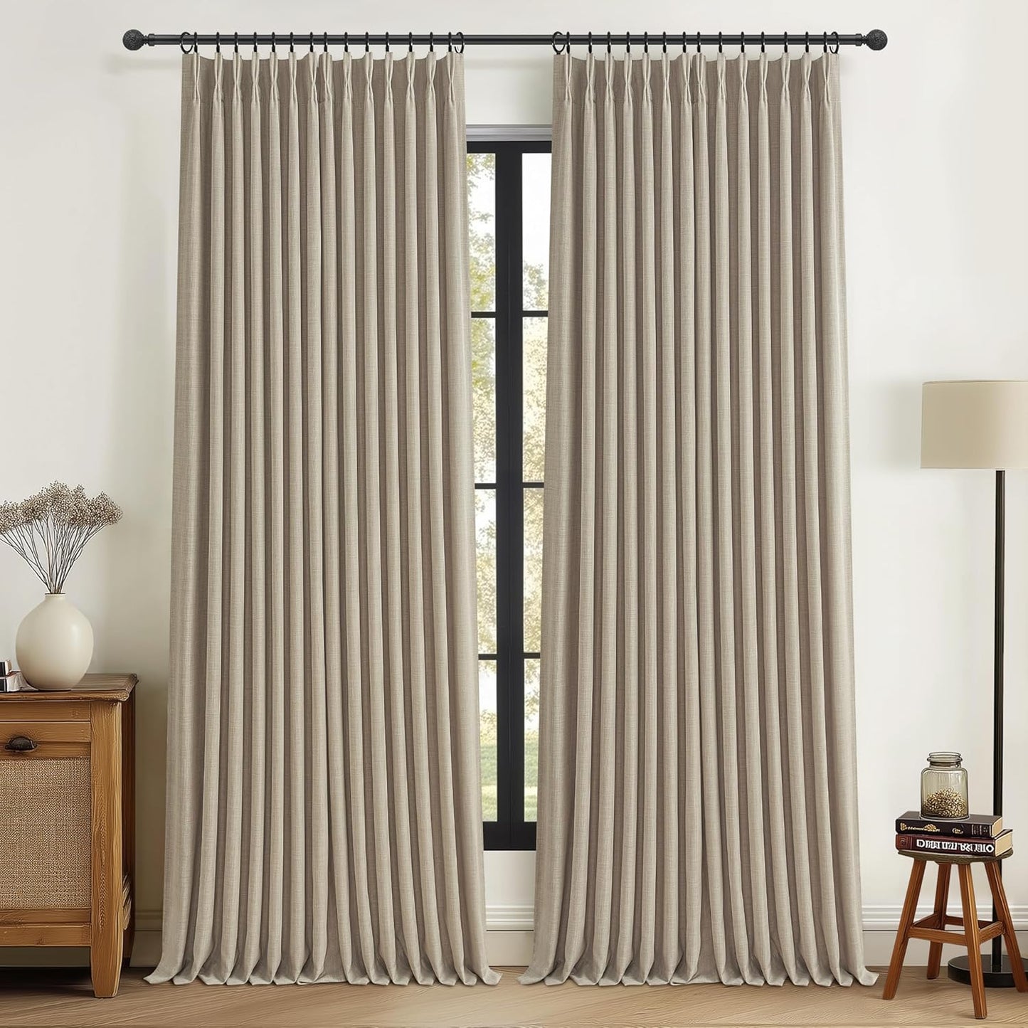 Greyish Beige Lush Decor Floor to Ceiling Curtains for Home