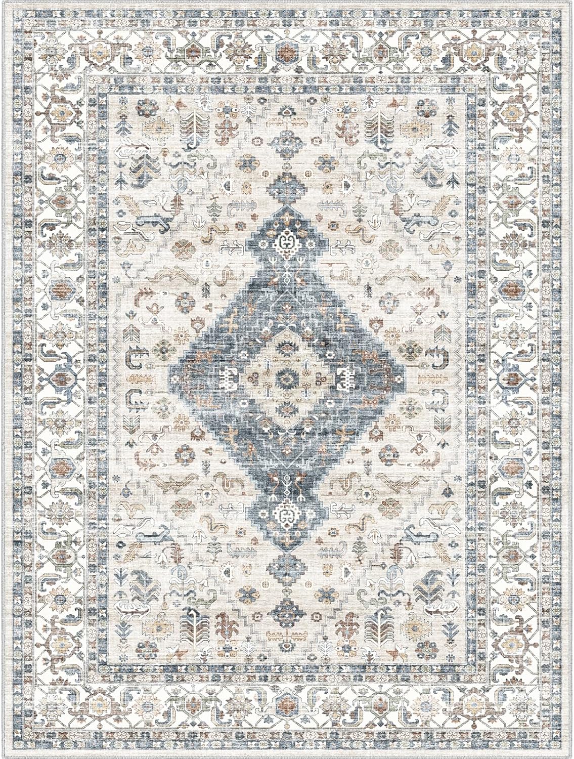 Area Rug 9x12, Washable Vintage Rug for Living Room