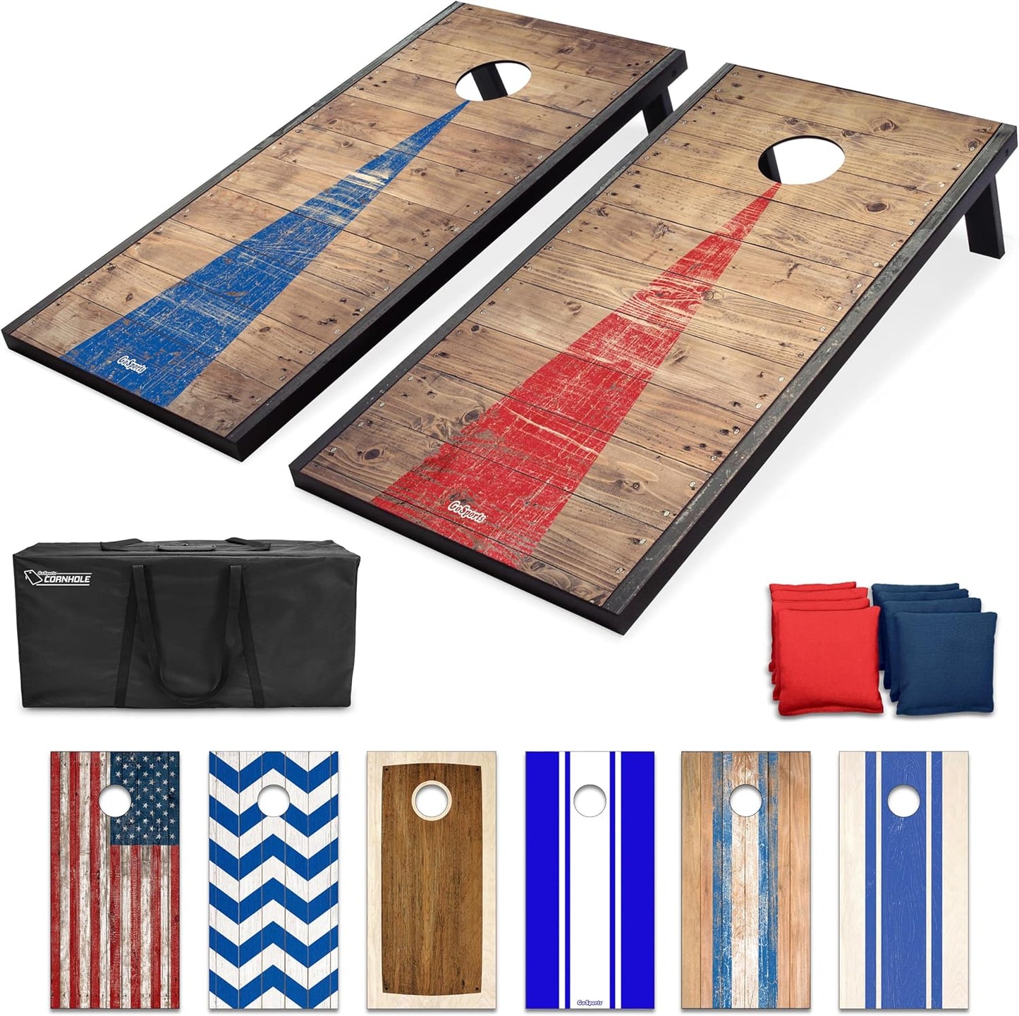 GoSports Portable Cornhole Set with Rustic Design for Fun