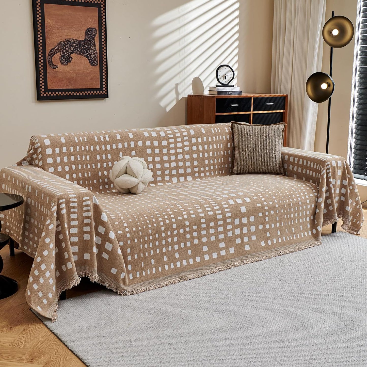 MEETSKY Boho Couch Cover for 2 Cushion Sofa, Washable & Stylish