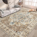 Area Rug 5x7 Vintage Rug - Washable Low Pile Distressed Medallion Rug