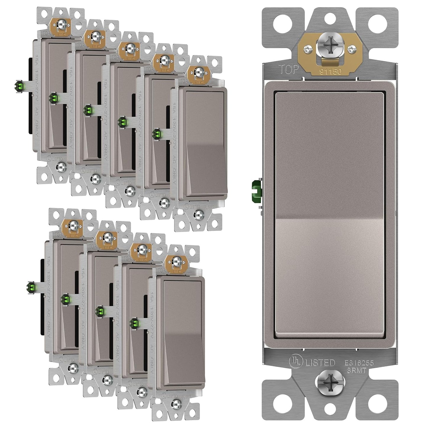 ENERLITES Elite Series Decorator Rocker Light Switch, 10 Pack
