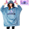 Disney Stitch Blanket Hoodie - Oversized 2-in-1 Fleece Hoodie Pillow