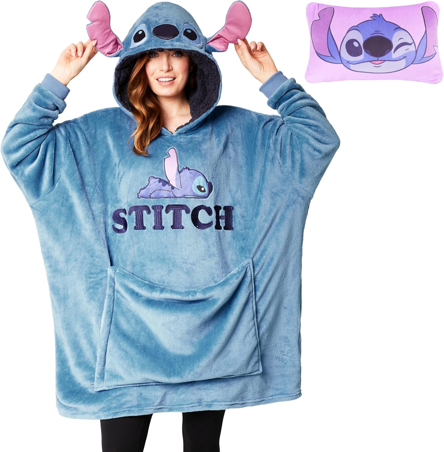 Disney Stitch Blanket Hoodie - Cozy 2-in-1 Fleece