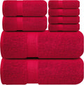 100% Cotton Towel Set 8 Piece in Intimate Red - Soft & Absorbent