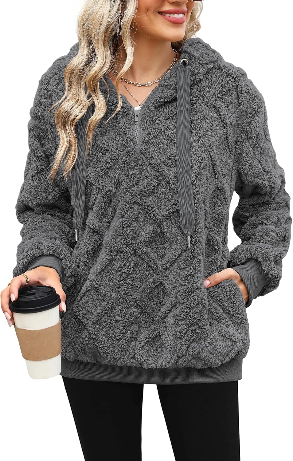 Oversized Sherpa Pullover Hoodie for Women - Cozy & Stylish