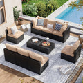 Aoxun 10 Piece Patio Furniture Set Wicker Sectional - Spacious Comfort