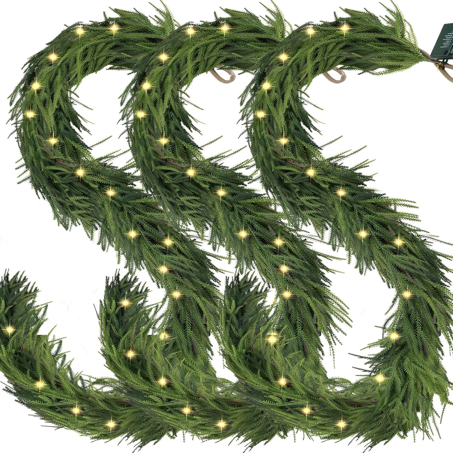 3 PCS Pre-Lit Christmas Garland for Festive Holiday Decor