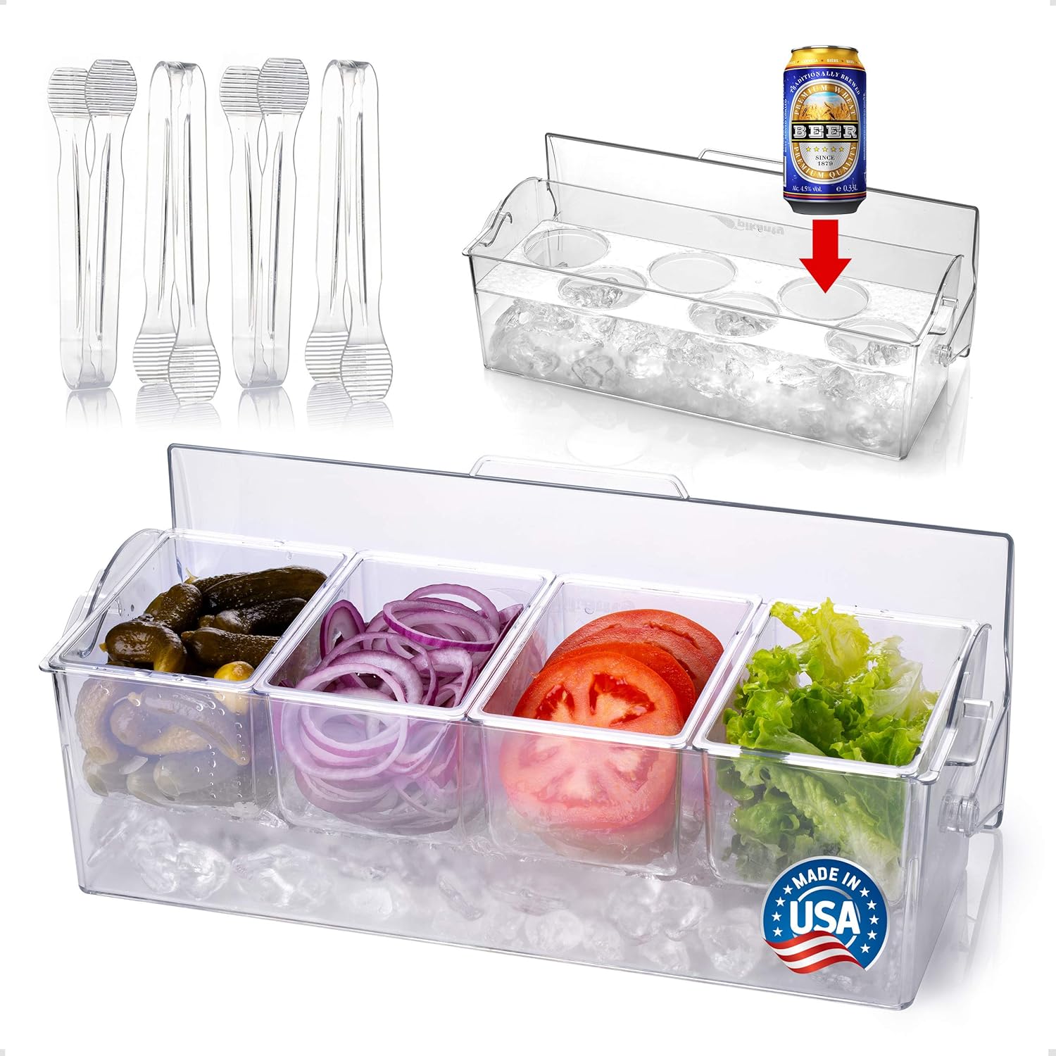 4-Compartment Chill & Serve Condiment Caddy for Every Event