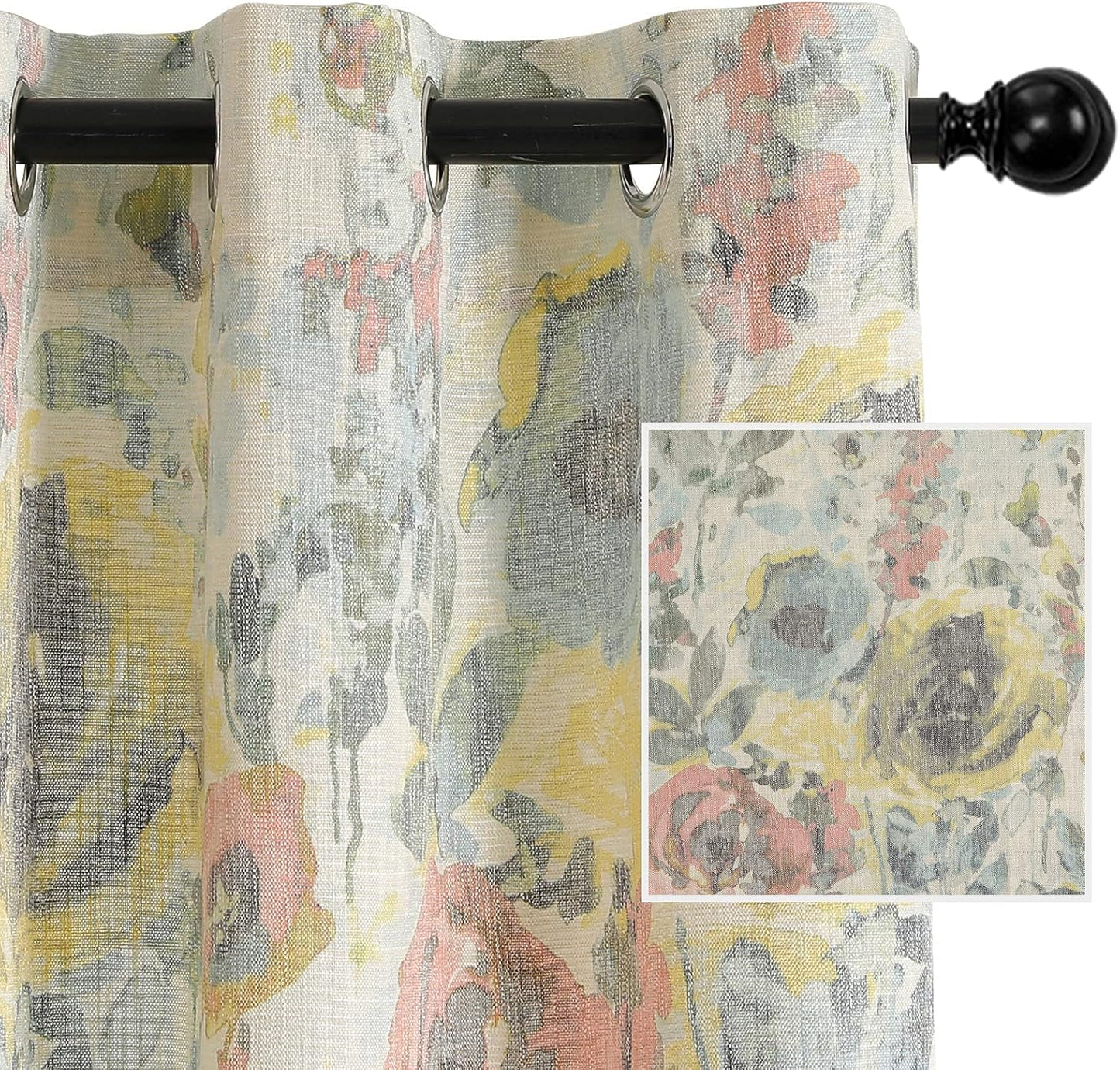 Floral Curtains for Living Room Bedroom by MYSKY HOME - 45 Inch