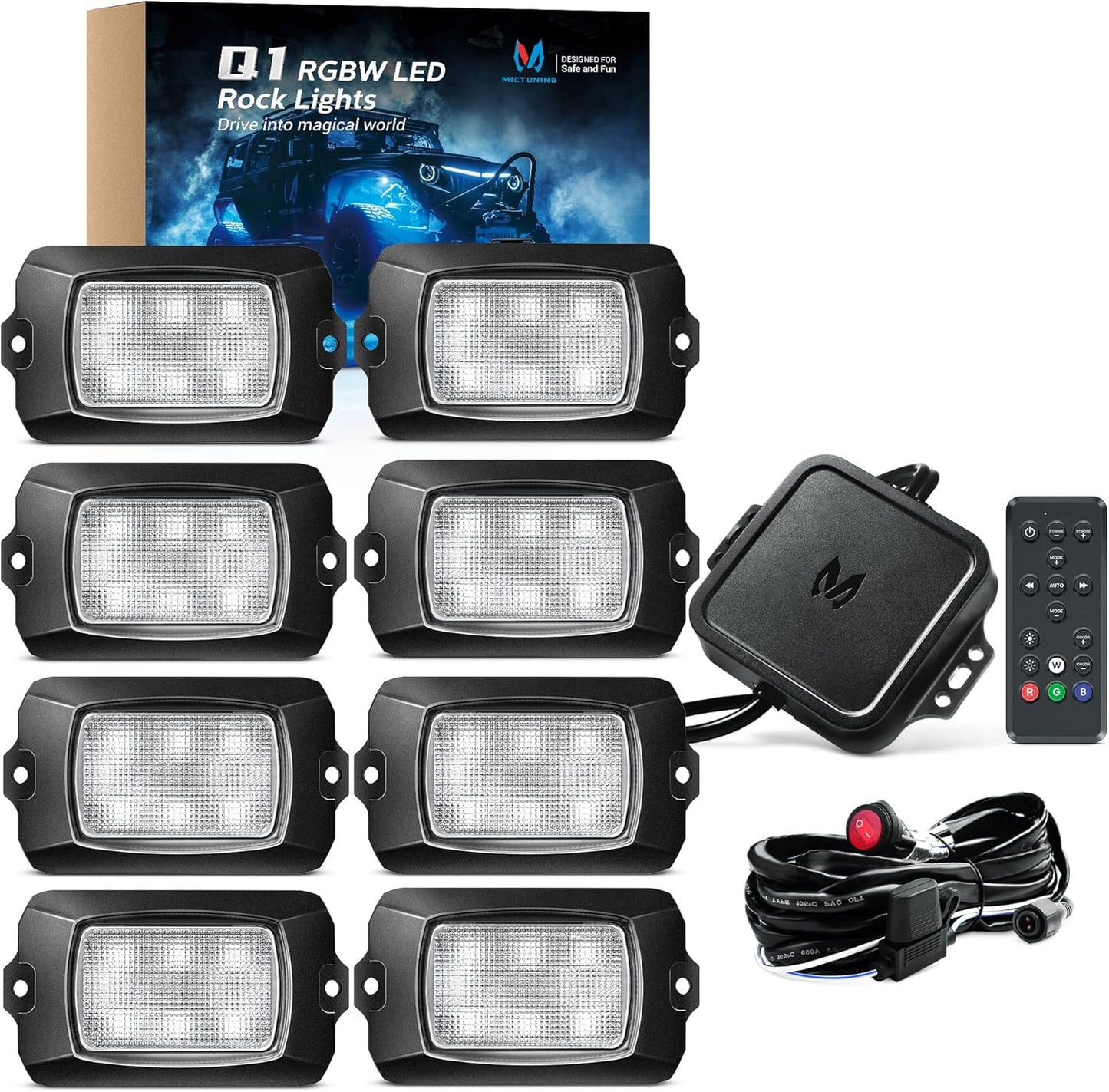 MICTUNING Q1 RGBW Rock Lights for Trucks and Off-Road Vehicles