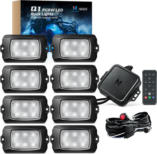 MICTUNING Q1 RGBW Rock Lights for Trucks and Off-Road Vehicles