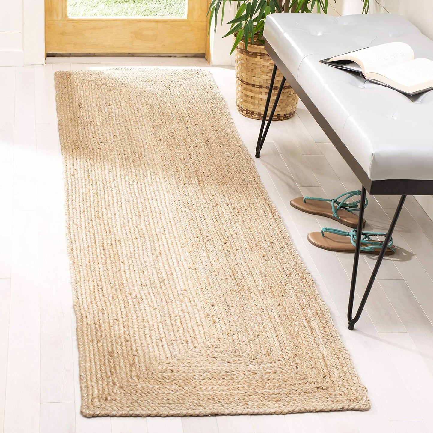 Handmade Braided Jute Runner Rug - Natural Brown 2ft 3in x 18ft
