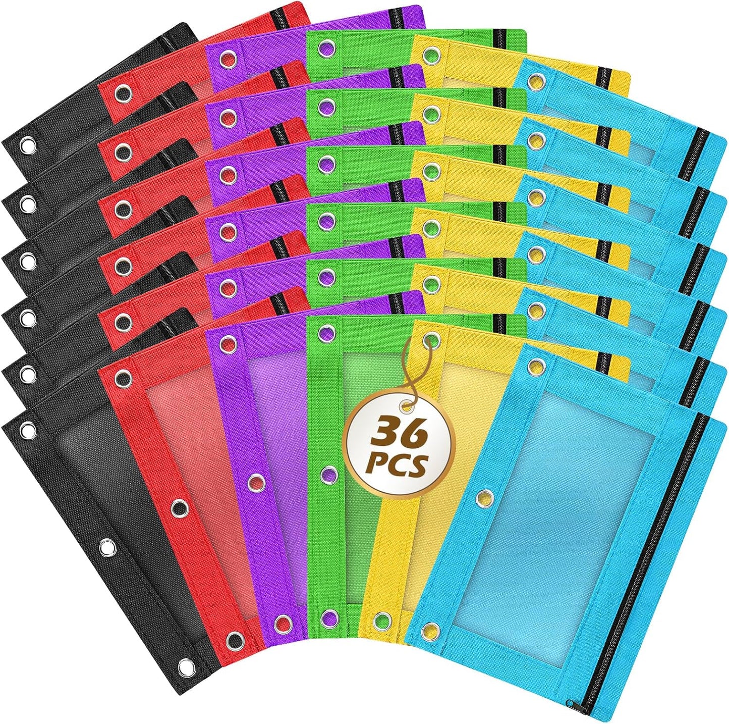 Durable 3 Ring Binder Pencil Pouch - 36 Piece Bulk Set